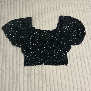 Elegant Black and White Polka Dot Crop Top